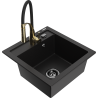 Mexen Vito zlewozmywak granitowy 1-komorowy z baterią kuchenną Aster, czarny - 6503-77-73450-57-B