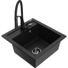 Mexen Vito zlewozmywak granitowy 1-komorowy z baterią kuchenną Aster, czarny - 6503-77-73450-70-B