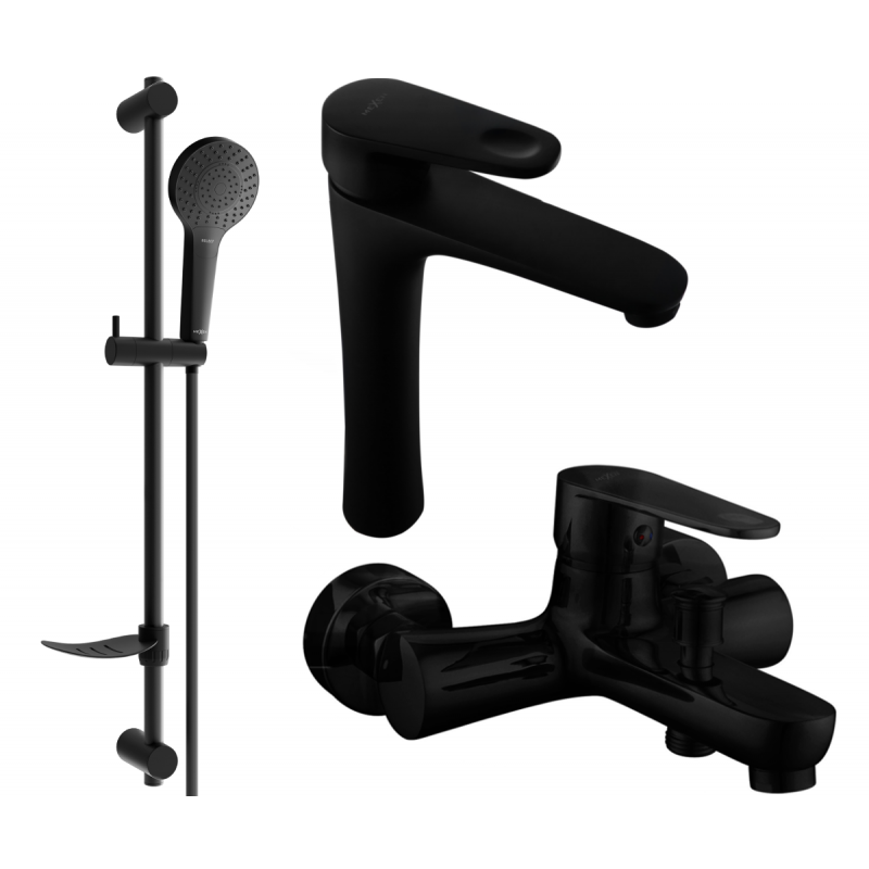 Mexen Kama DF05 zestaw wannowy, czarny - 72513DF05-70