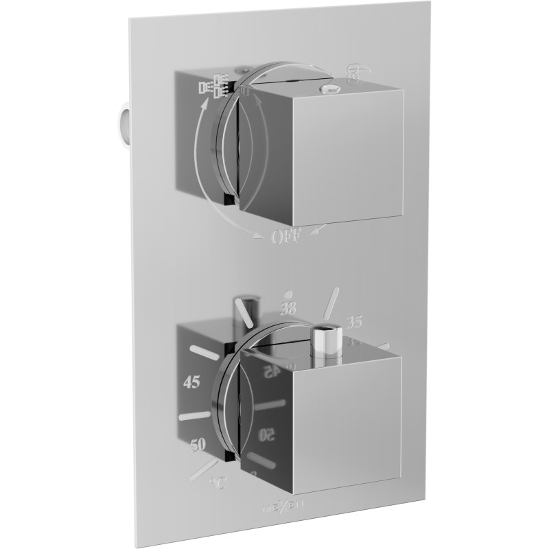 Mexen Cube termostatyczna bateria wannowo-prysznicowa 2-wyjściowa, chrom - 77502-00