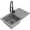 Mexen Pablo zlewozmywak granitowy 1-komorowy z ociekaczem i baterią kuchenną Aster, szary - 6510-71-73450-70-B