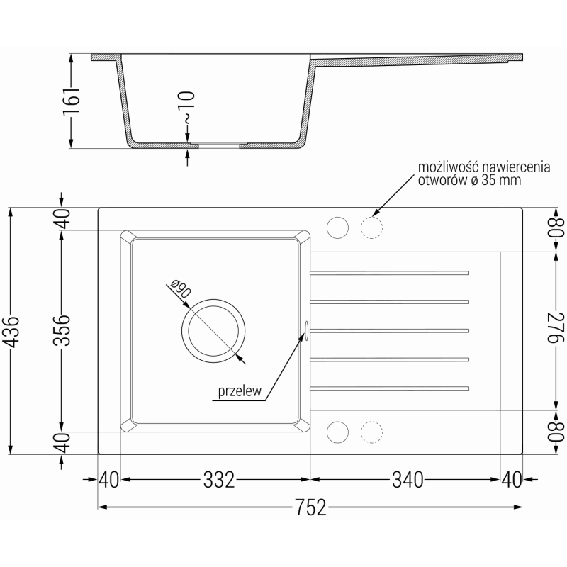 Mexen Pablo zlewozmywak granitowy 1-komorowy z ociekaczem i baterią kuchenną Aster, czarny  - 6510-77-73450-57-G