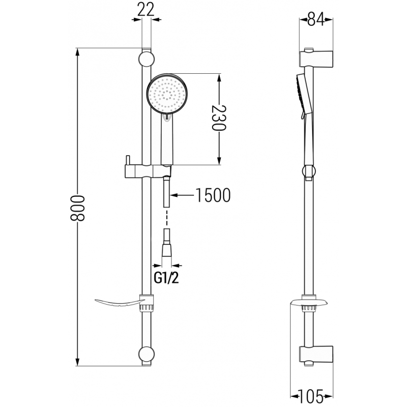Mexen Kama DS75 zestaw prysznicowy, chrom - 72514DS75-00