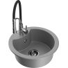 Mexen Diego zlewozmywak granitowy 1-komorowy z baterią kuchenną Aster, szary - 6512-71-73450-07-B