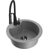 Mexen Diego zlewozmywak granitowy 1-komorowy z baterią kuchenną Aster, szary - 6512-71-73450-70-B
