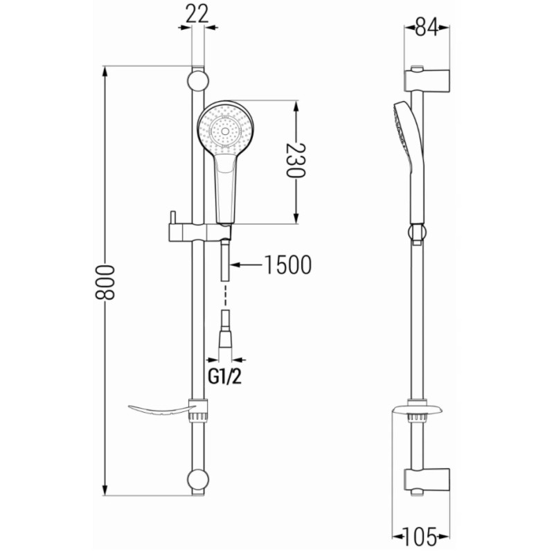 Mexen Pecos DF05 zestaw wannowy, chrom - 72703DF05-00