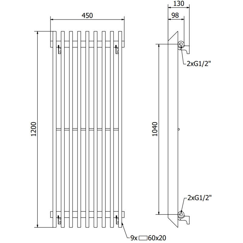 Mexen Aurora grzejnik dekoracyjny 1200 x 450 mm, 917 W, biały - W212-1200-450-00-20