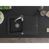 Mexen Cesar zlewozmywak granitowy 1-komorowy z ociekaczem i baterią kuchenną Aster, czarny - 6514-77-73450-07