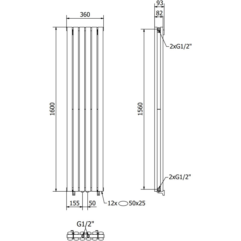Mexen Dallas grzejnik dekoracyjny 1600 x 360 mm, 1039 W, biały - W214-1600-360-00-20