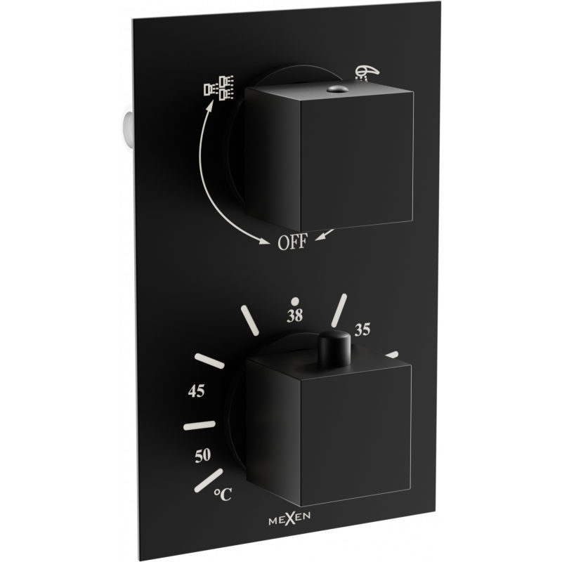 Mexen Cube termostatyczna bateria wannowo-prysznicowa 2-wyjściowa, czarna - 77502-70