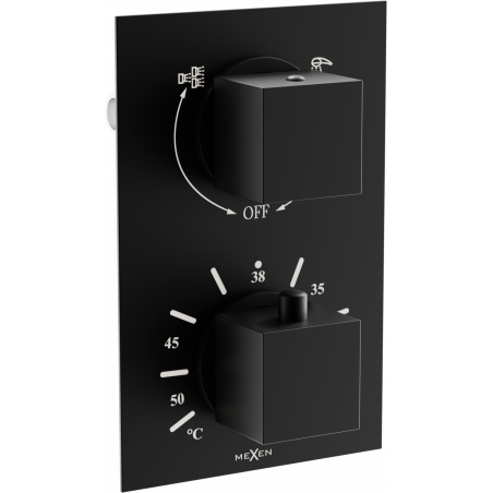 Mexen Cube termostatyczna bateria wannowo-prysznicowa 2-wyjściowa, czarna - 77502-70