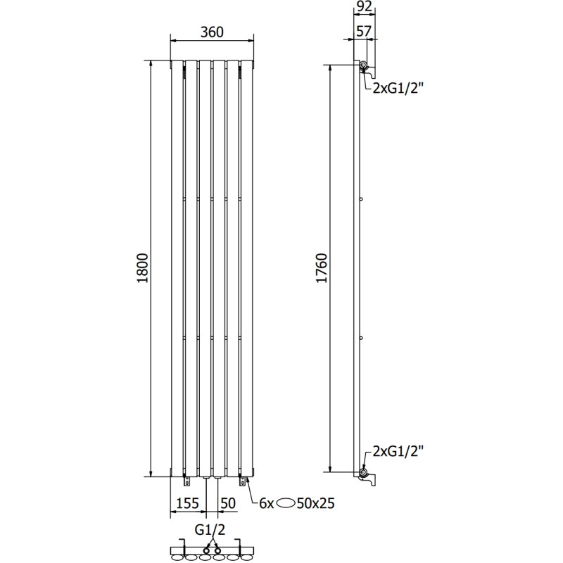 Mexen Oregon grzejnik dekoracyjny 1800 x 360 mm, 604 W, biały - W202-1800-350-00-20