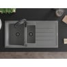 Mexen Andres zlewozmywak granitowy 1,5-komorowy z ociekaczem i baterią kuchenną Aster, szary - 6515-71-73450-70-B