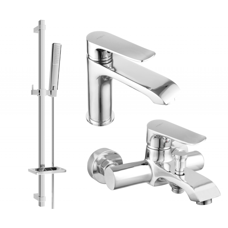 Mexen Pecos DQ72 zestaw wannowy, chrom - 72703DQ72-00