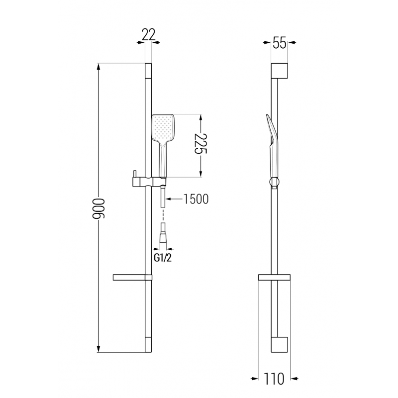 Mexen Pecos DS75 zestaw wannowy, czarny - 72703DS75-70