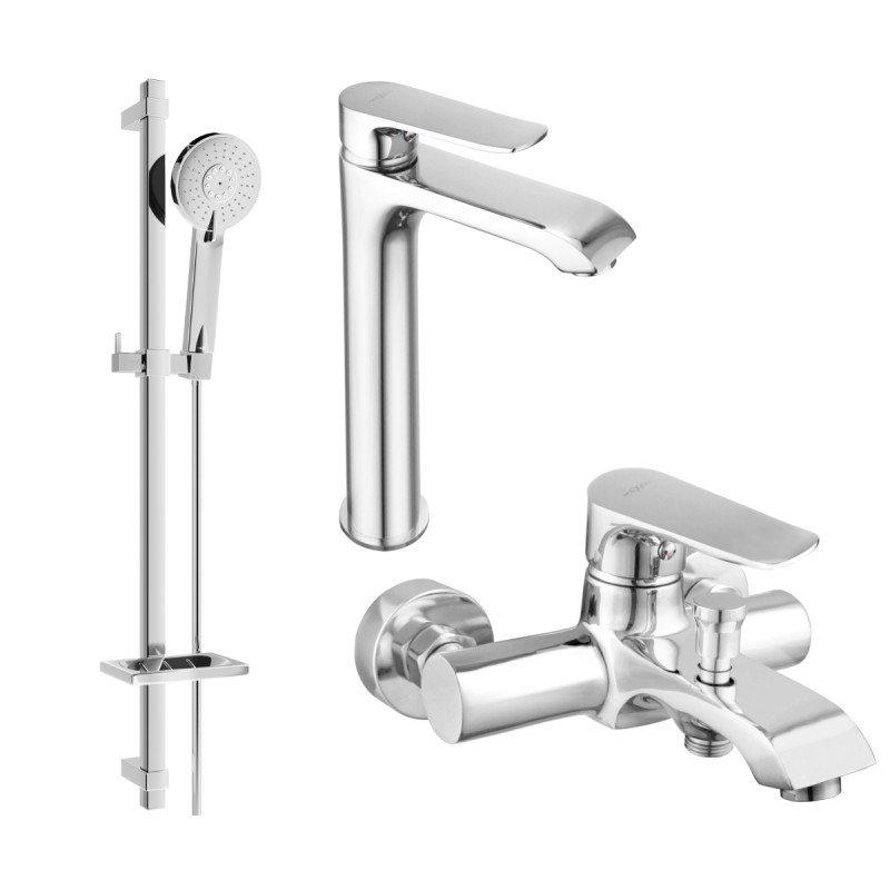 Mexen Pecos DQ40 zestaw wannowy, chrom - 72713DQ40-00