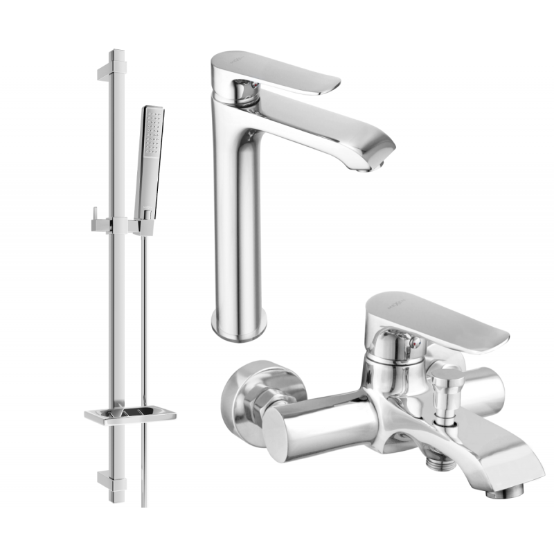 Mexen Pecos DQ72 zestaw wannowy, chrom - 72713DQ72-00