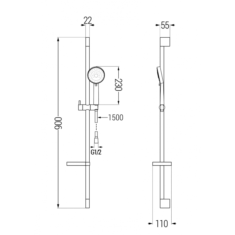 Mexen Pecos DS75 zestaw prysznicowy, czarny - 72704DS75-70