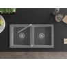 Mexen Mario zlewozmywak granitowy 2-komorowy z baterią kuchenną Flora, szary - 6504-71-670401-06