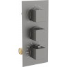Mexen Cube termostatyczna bateria wannowo-prysznicowa 3-wyjściowa,  gun gray szczotkowany - 77503-66