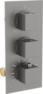 Mexen Cube termostatyczna bateria wannowo-prysznicowa 3-wyjściowa,  gun gray szczotkowany - 77503-66