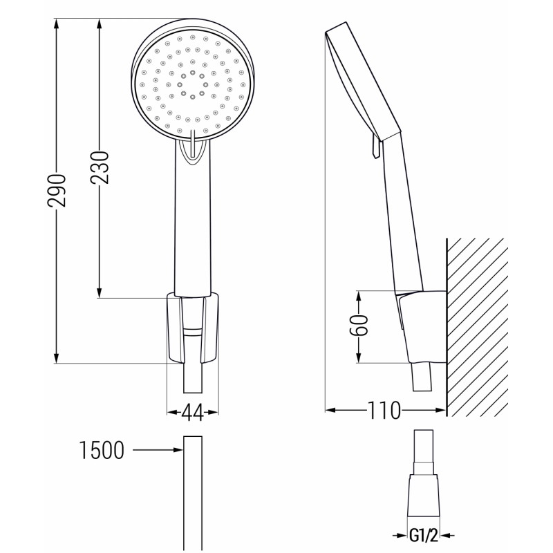 Mexen Pecos R75 zestaw wannowy, czarny - 72713R75-70