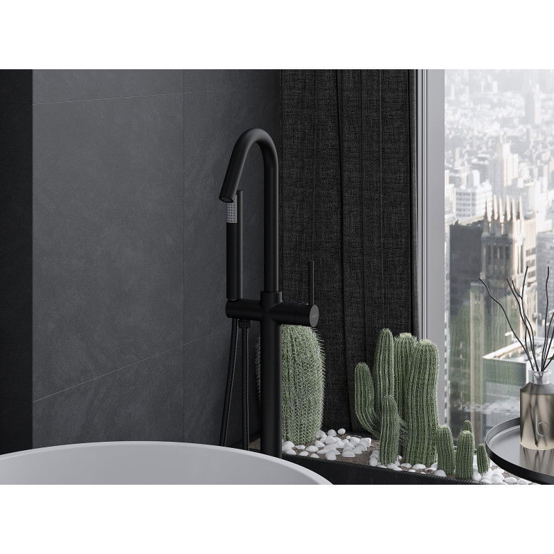 Mexen Gaja wolnostojąca bateria wannowa, czarna - 75333-70