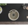 Mexen Diego zlewozmywak granitowy 1-komorowy z baterią kuchenną Flora, beżowy - 6512-69-670401-70-B