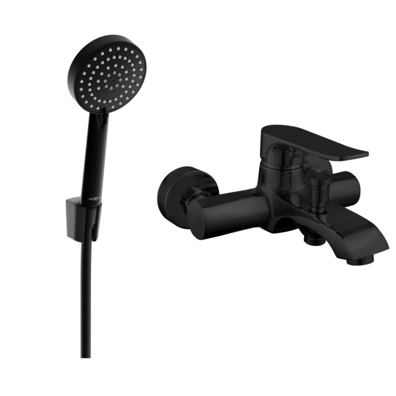 Mexen Pecos R75 bateria wannowa z zestawem prysznicowym, czarna - 7273R75-70