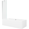 Mexen Cube wanna prostokątna 170 x 80 cm z obudową i parawanem 1-skrzydłowym 50 cm, transparent, chrom - 550517080X9505000001