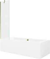 Mexen Cube wanna prostokątna 170 x 80 cm z obudową i parawanem 1-skrzydłowym 50 cm, transparent, złoty - 550517080X9505000050