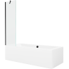 Mexen Cube wanna prostokątna 170 x 80 cm z obudową i parawanem 1-skrzydłowym 50 cm, transparent, czarny - 550517080X9505000070