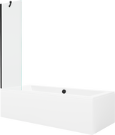 Mexen Cube wanna prostokątna 170 x 80 cm z obudową i parawanem 1-skrzydłowym 50 cm, transparent, czarny - 550517080X9505000070