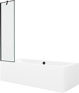 Mexen Cube wanna prostokątna 170 x 80 cm z obudową i parawanem 1-skrzydłowym 50 cm, czarny wzór - 550517080X9505007070