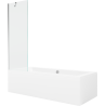 Mexen Cube wanna prostokątna 170 x 80 cm z obudową i parawanem 1-skrzydłowym 60 cm, transparent, chrom - 550517080X9506000001