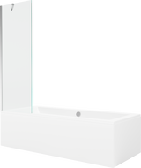 Mexen Cube wanna prostokątna 170 x 80 cm z obudową i parawanem 1-skrzydłowym 60 cm, transparent, chrom - 550517080X9506000001