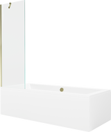 Mexen Cube wanna prostokątna 170 x 80 cm z obudową i parawanem 1-skrzydłowym 60 cm, transparent, złoty - 550517080X9506000050