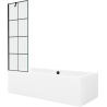 Mexen Cube wanna prostokątna 170 x 80 cm z obudową i parawanem 1-skrzydłowym 60 cm, czarny wzór - 550517080X9506007077