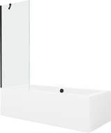Mexen Cube wanna prostokątna 170 x 80 cm z obudową i parawanem 1-skrzydłowym 70 cm, transparent, czarny - 550517080X9507000070