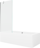 Mexen Cube wanna prostokątna 170 x 80 cm z obudową i parawanem 1-skrzydłowym 80 cm, transparent, chrom - 550517080X9508000001