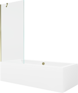 Mexen Cube wanna prostokątna 170 x 80 cm z obudową i parawanem 1-skrzydłowym 80 cm, transparent, złoty - 550517080X9508000050