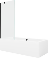 Mexen Cube wanna prostokątna 170 x 80 cm z obudową i parawanem 1-skrzydłowym 80 cm, transparent, czarny - 550517080X9508000070