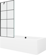 Mexen Cube wanna prostokątna 170 x 80 cm z obudową i parawanem 1-skrzydłowym 80 cm, czarny wzór - 550517080X9508007077
