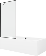 Mexen Cube wanna prostokątna 170 x 80 cm z obudową i parawanem 1-skrzydłowym 90 cm, czarny wzór - 550517080X9509007070