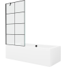 Mexen Cube wanna prostokątna 170 x 80 cm z obudową i parawanem 1-skrzydłowym 90 cm, czarny wzór - 550517080X9509007077