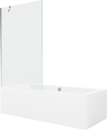 Mexen Cube wanna prostokątna 170 x 80 cm z obudową i parawanem 1-skrzydłowym 100 cm, transparent, chrom - 550517080X9510000001