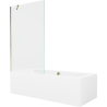 Mexen Cube wanna prostokątna 170 x 80 cm z obudową i parawanem 1-skrzydłowym 100 cm, transparent, złoty - 550517080X9510000050