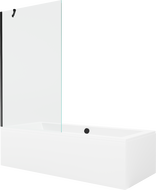 Mexen Cube wanna prostokątna 170 x 80 cm z obudową i parawanem 1-skrzydłowym 100 cm, transparent, czarny - 550517080X9510000070