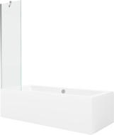 Mexen Cube wanna prostokątna 180 x 80 cm z obudową i parawanem 1-skrzydłowym 50 cm, transparent, chrom - 550518080X9505000001