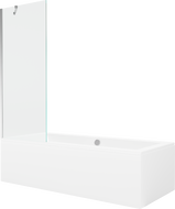 Mexen Cube wanna prostokątna 180 x 80 cm z obudową i parawanem 1-skrzydłowym 70 cm, transparent, chrom - 550518080X9507000001